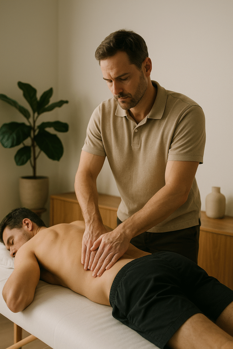 Afslappende billede af massage for slidgigt i lænden