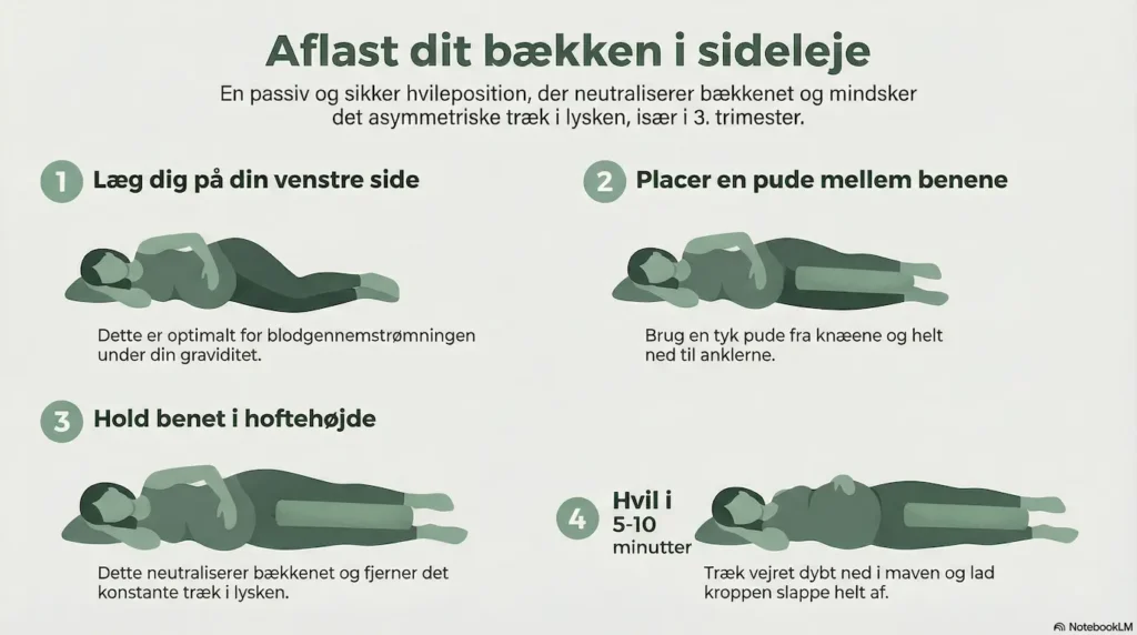 Aflast dit bækken i sideleje øvelse til ondt i lysken under graviditet