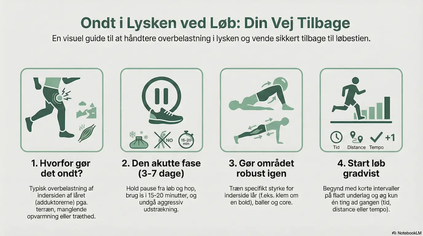 Ondt i lysken ved løb infografik