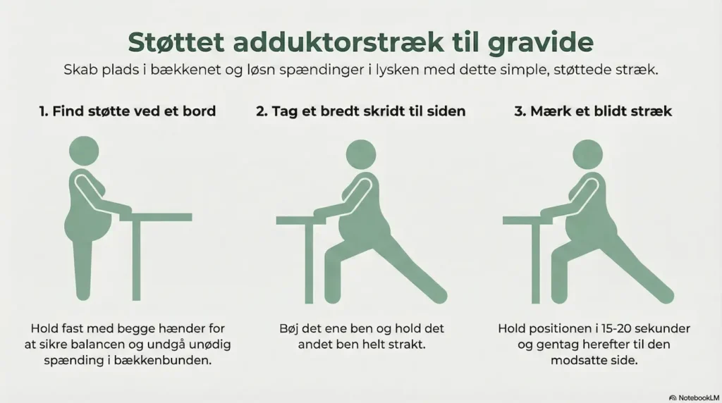 Støttet adduktorstræk til gravide øvelse til ondt i lysken under graviditet