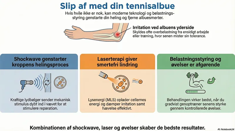Tennisalbue behandling med shockwave og laser