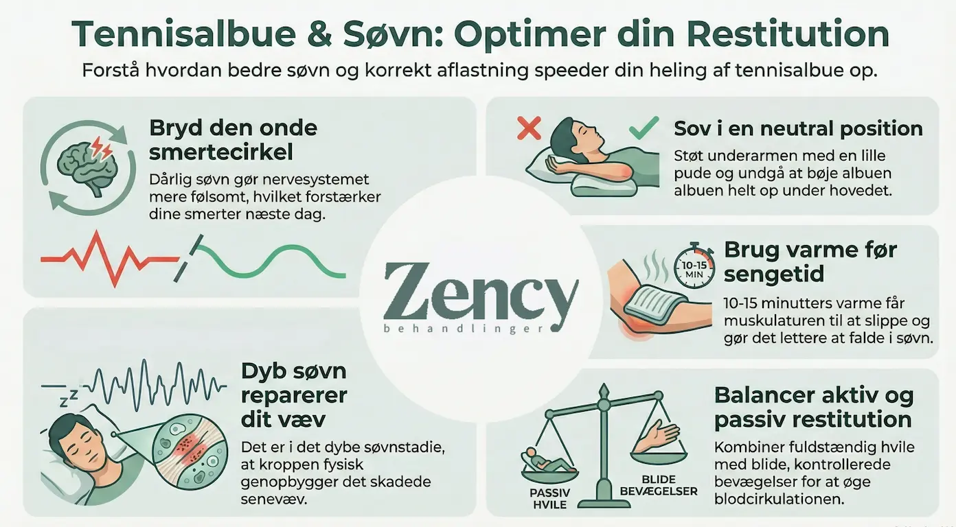 Tennisalbue & søvn infografik Zency Massage