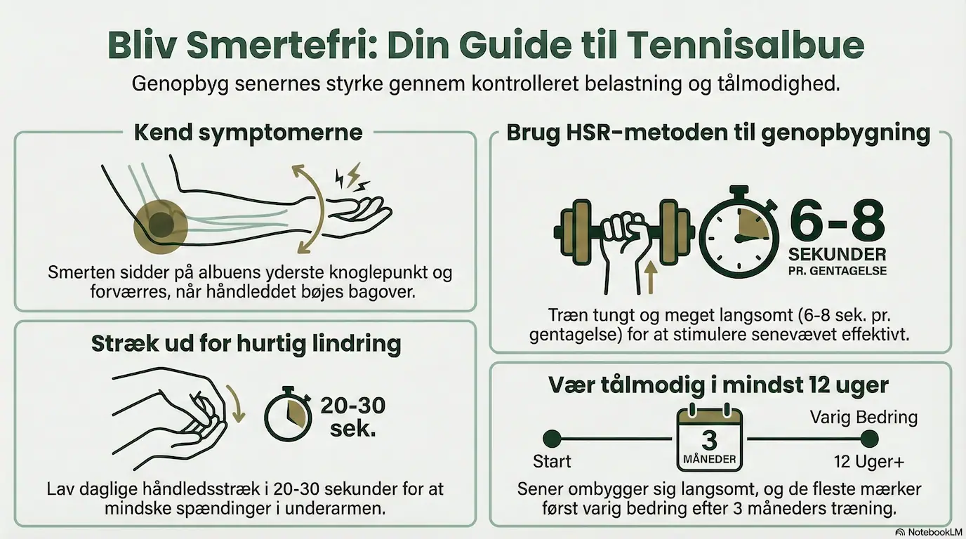 Zency massage øvelser for tennisalbue infograik
